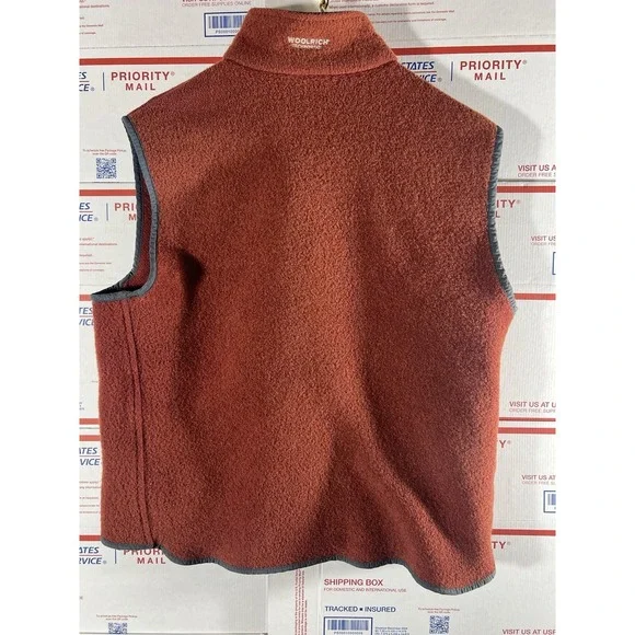 Vintage Woolrich Wool Zip Up Vest Mens Large Hunting Fishing Outdoors Red - Picture 7 of 7